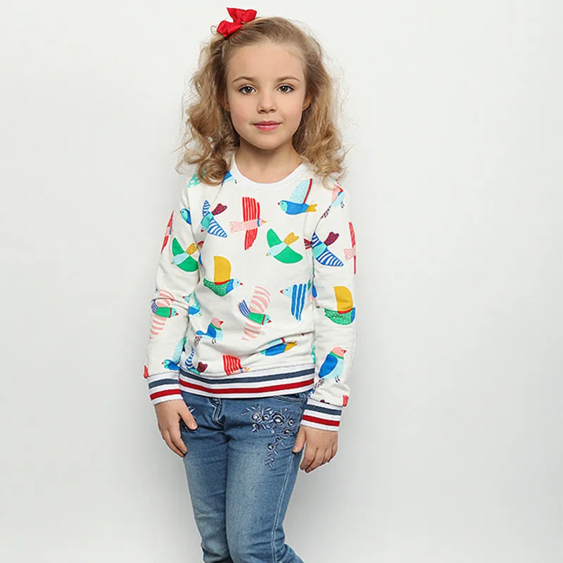 Girls Bird Print Sweatshirt, Size 2-7 Yrs