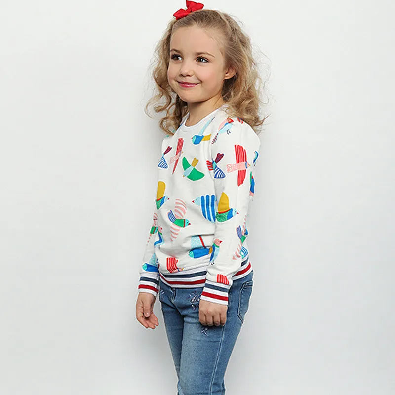 Girls Bird Print Sweatshirt, Size 2-7 Yrs