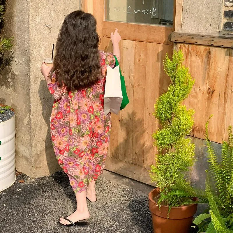Girls' Cotton Jumpsuit One-piece Trousers