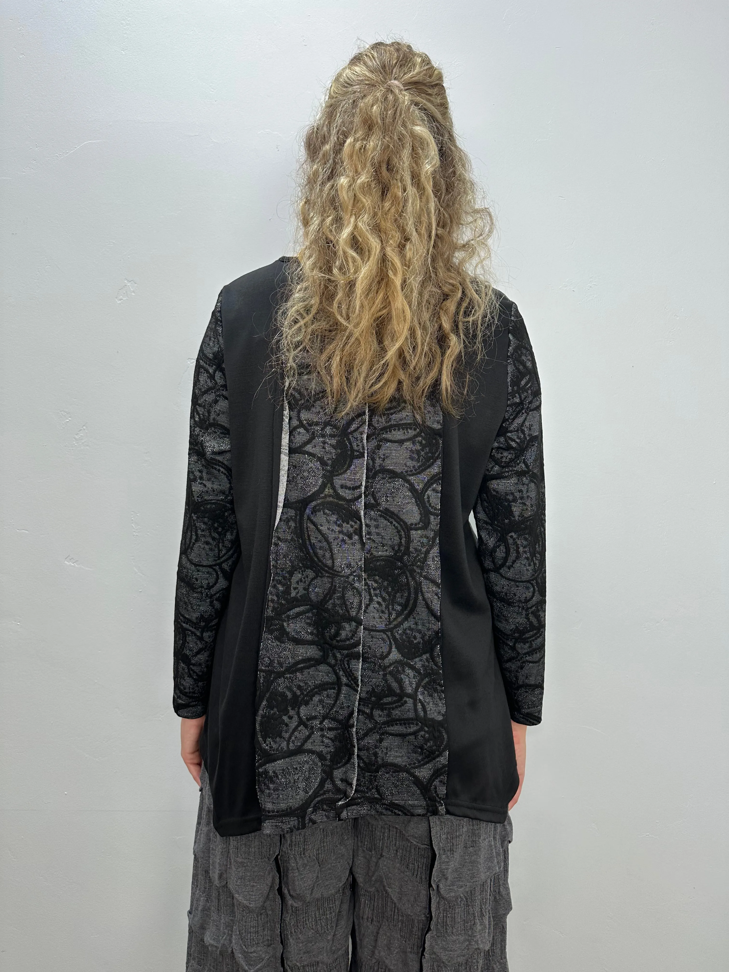 Gray Long Sleeve Pattern Asymmetric Tunic