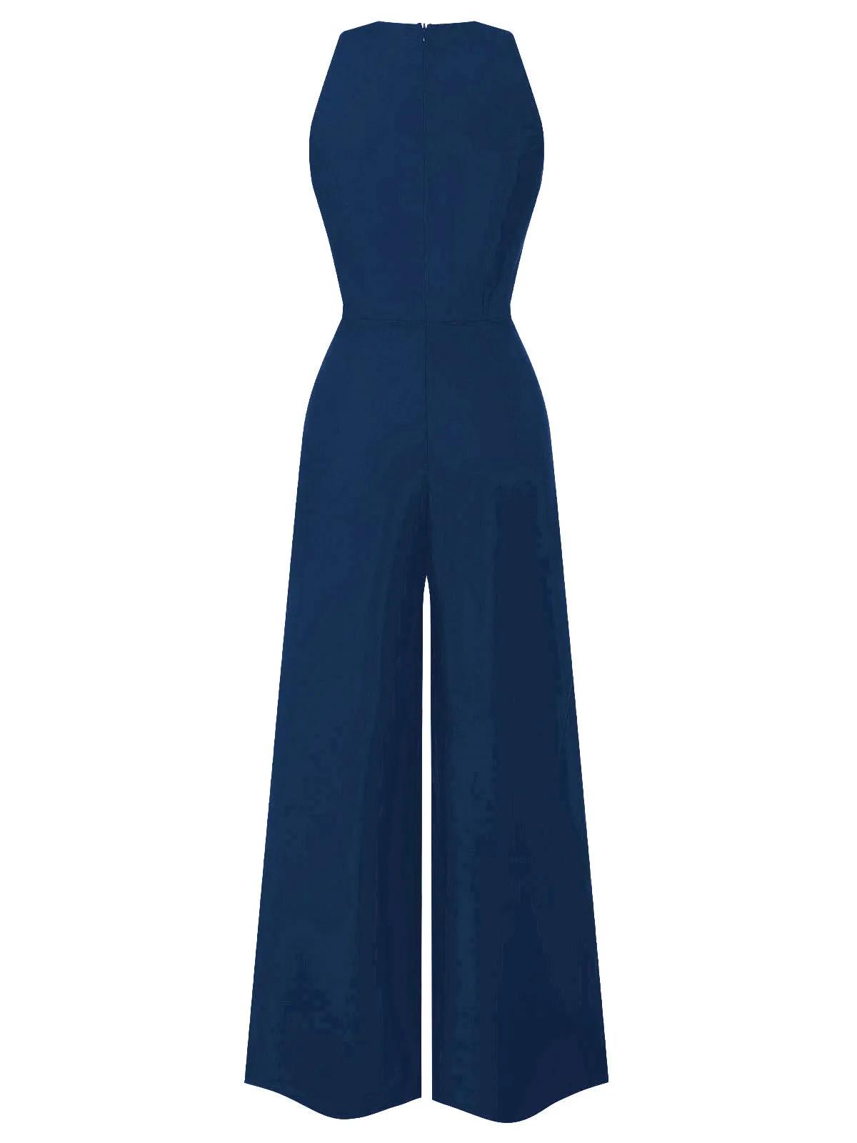 Green 1950s Sleeveless Buttoned Solid Jumpsuit
