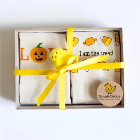 Halloween Short Sleeve Romper 2-Piece Gift Set, Love and Treat