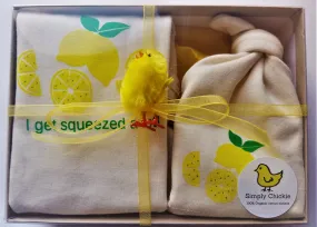 I Get Squeezed A Lot Long Sleeve Baby Romper, Hat & Blanket Gift Set