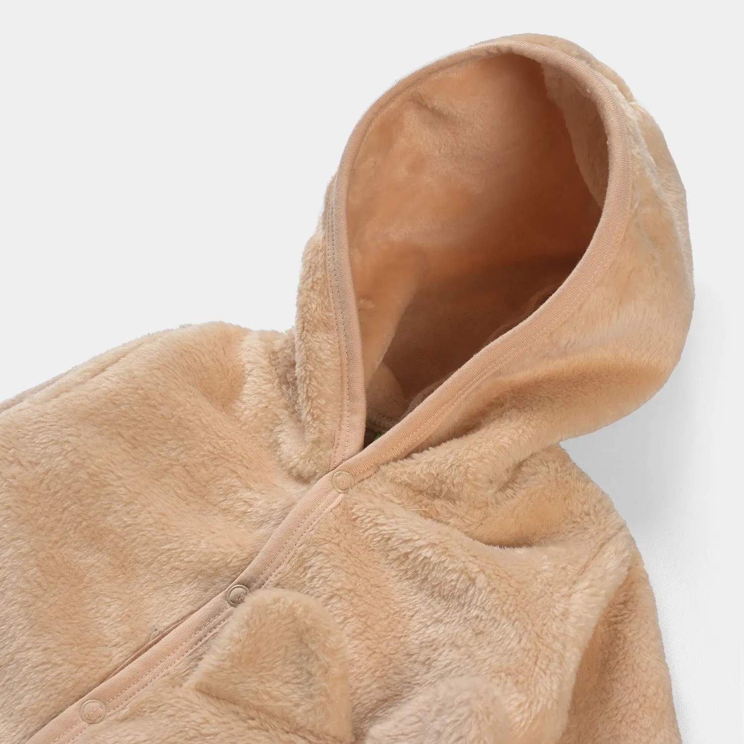 Infant Unisex Sherpa Romper Bear Face-BROWN