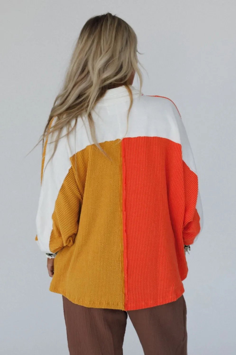 Jodi Color Block Ribbed Top - Mustard