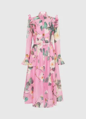 Katrina Butterfly Sleeve Midi Dress - Camelia Print