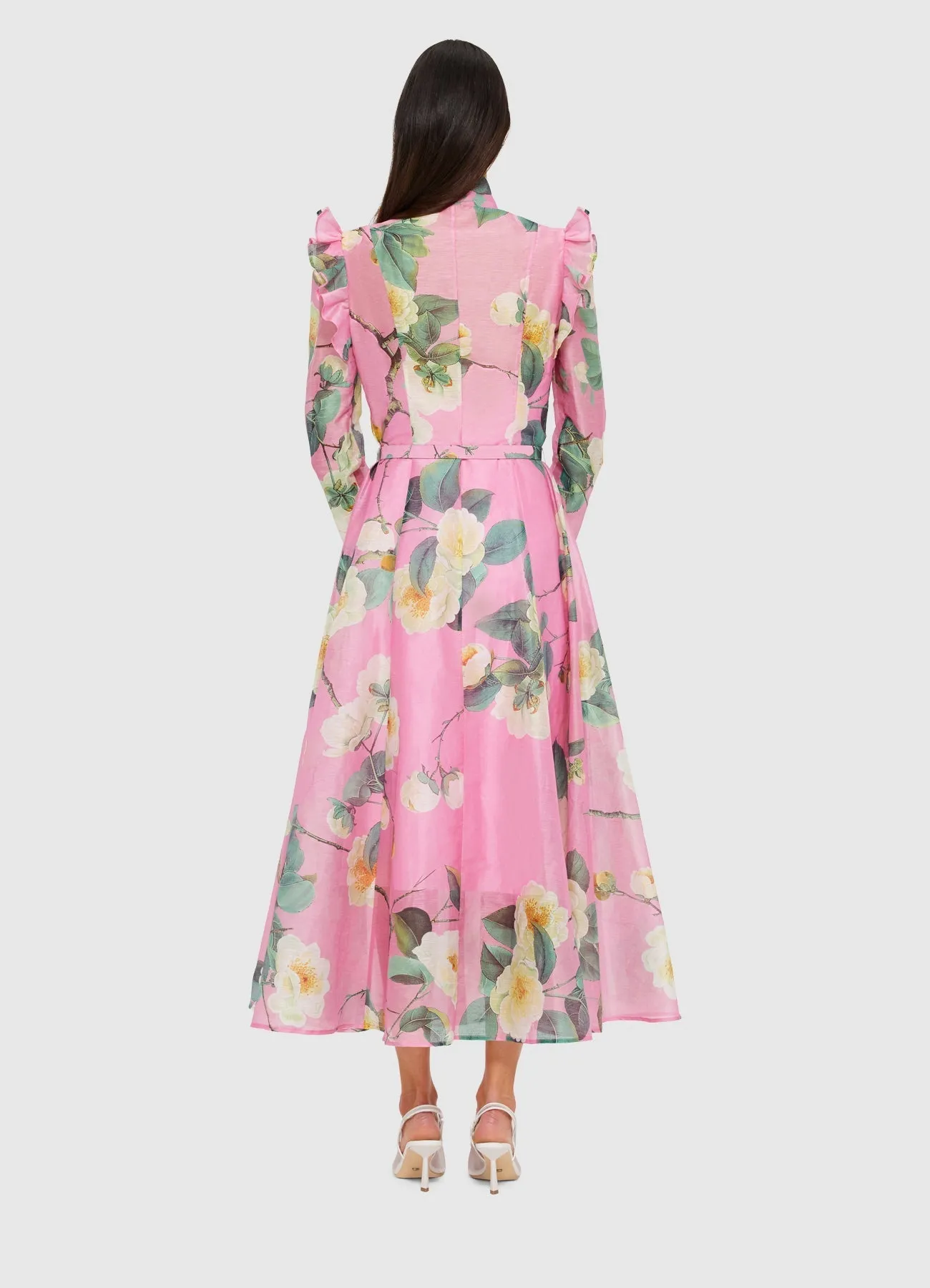 Katrina Butterfly Sleeve Midi Dress - Camelia Print