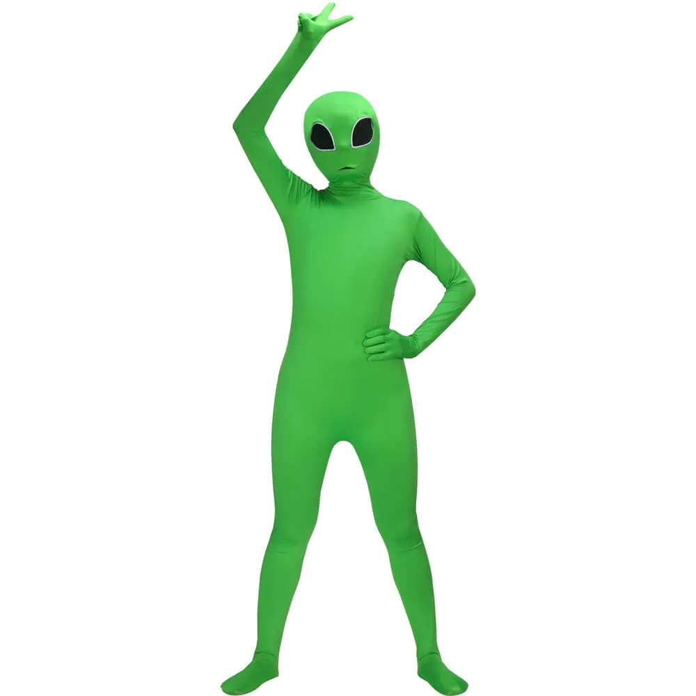 Kids Alien Cosplay Costume Green Bodysuit Halloween Outfits