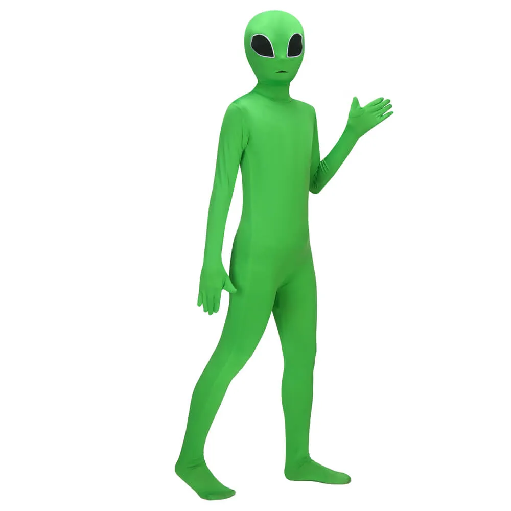 Kids Alien Cosplay Costume Green Bodysuit Halloween Outfits