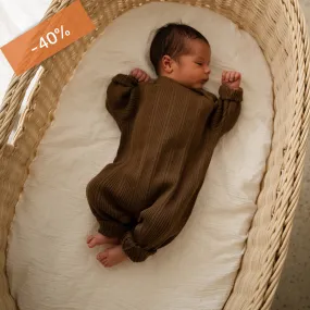 LAATSTE - Organic Ribbed Jumpsuit - Espresso