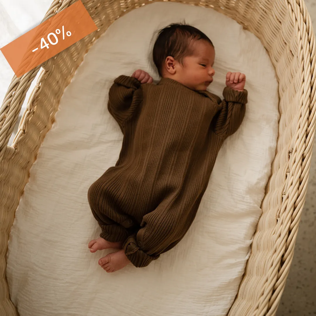 LAATSTE - Organic Ribbed Jumpsuit - Espresso