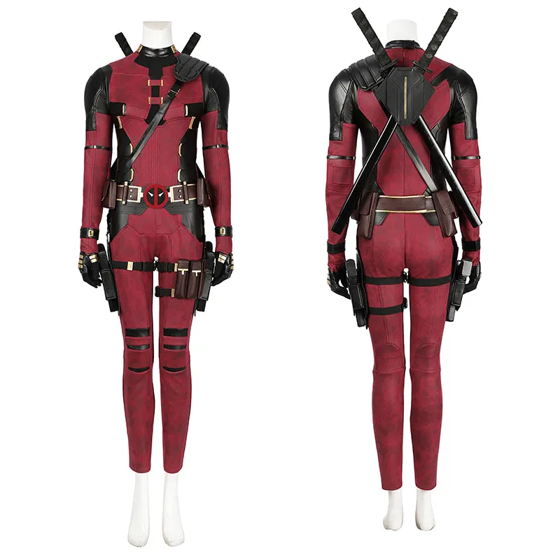 Lady Deadpool Cosplay Costume Deadpool 3 Wanda Wilson Red Suit Halloween Outfit