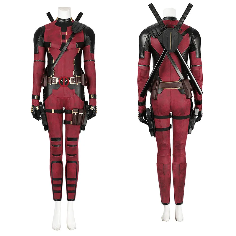 Lady Deadpool Cosplay Costume Deadpool 3 Wanda Wilson Red Suit Halloween Outfit