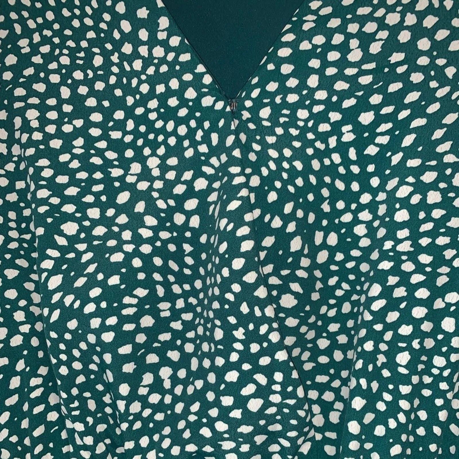 Large She   Sky Asymmetrical Green & White Polka Dot Ruffle Midi Dress