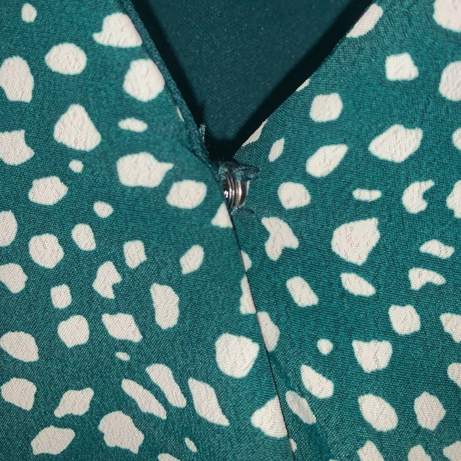 Large She   Sky Asymmetrical Green & White Polka Dot Ruffle Midi Dress