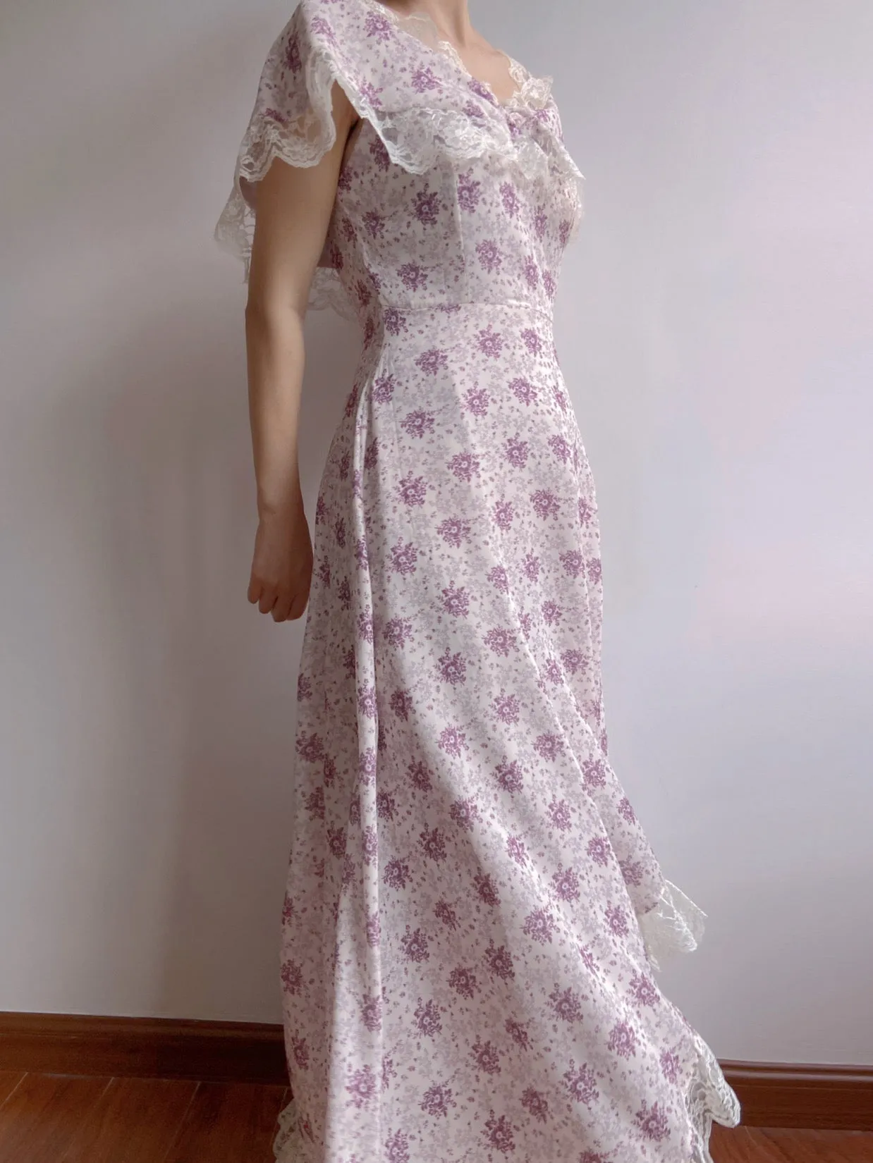 Lavender Field Floral Off-Shoulder Dress