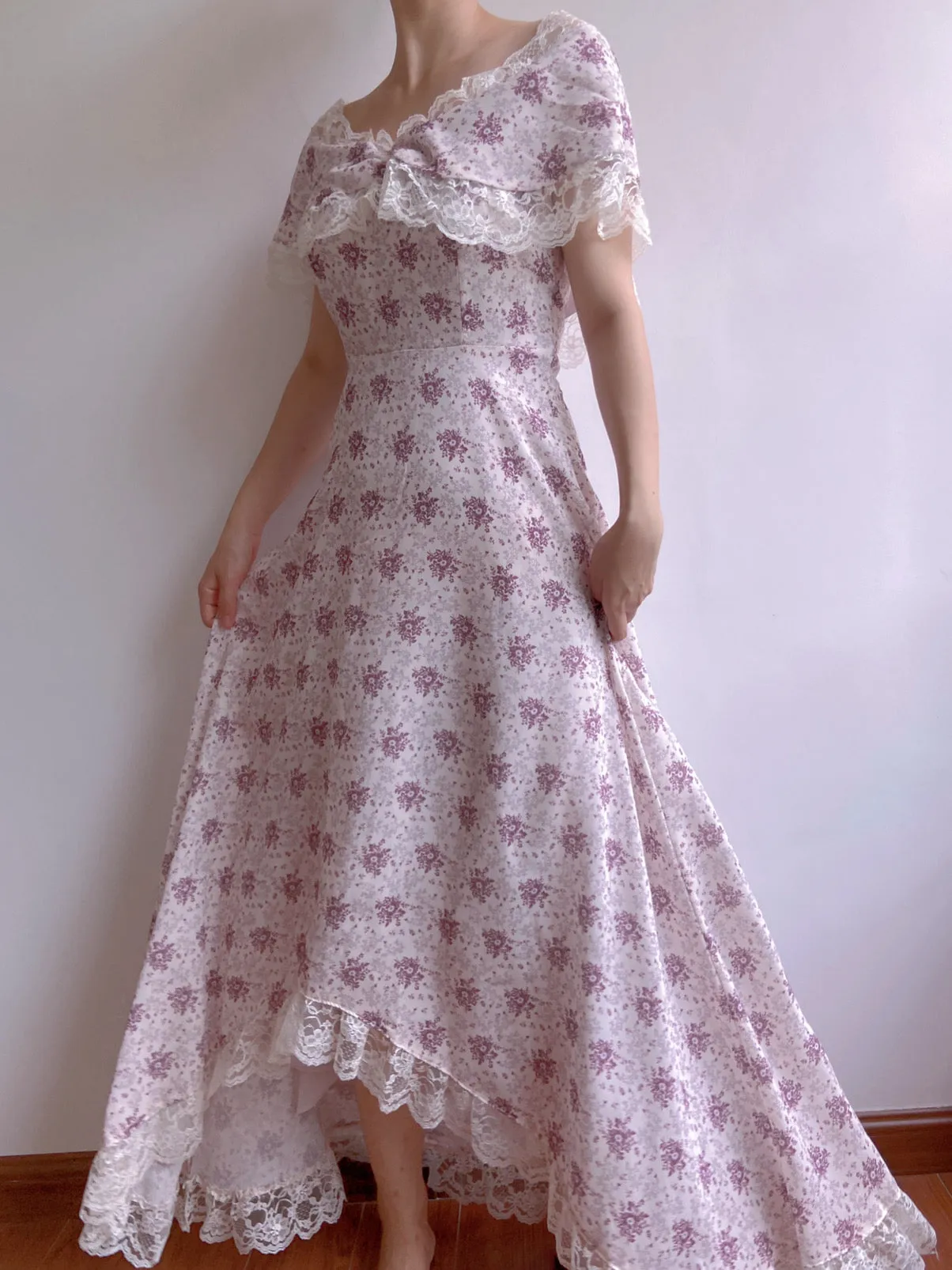 Lavender Field Floral Off-Shoulder Dress