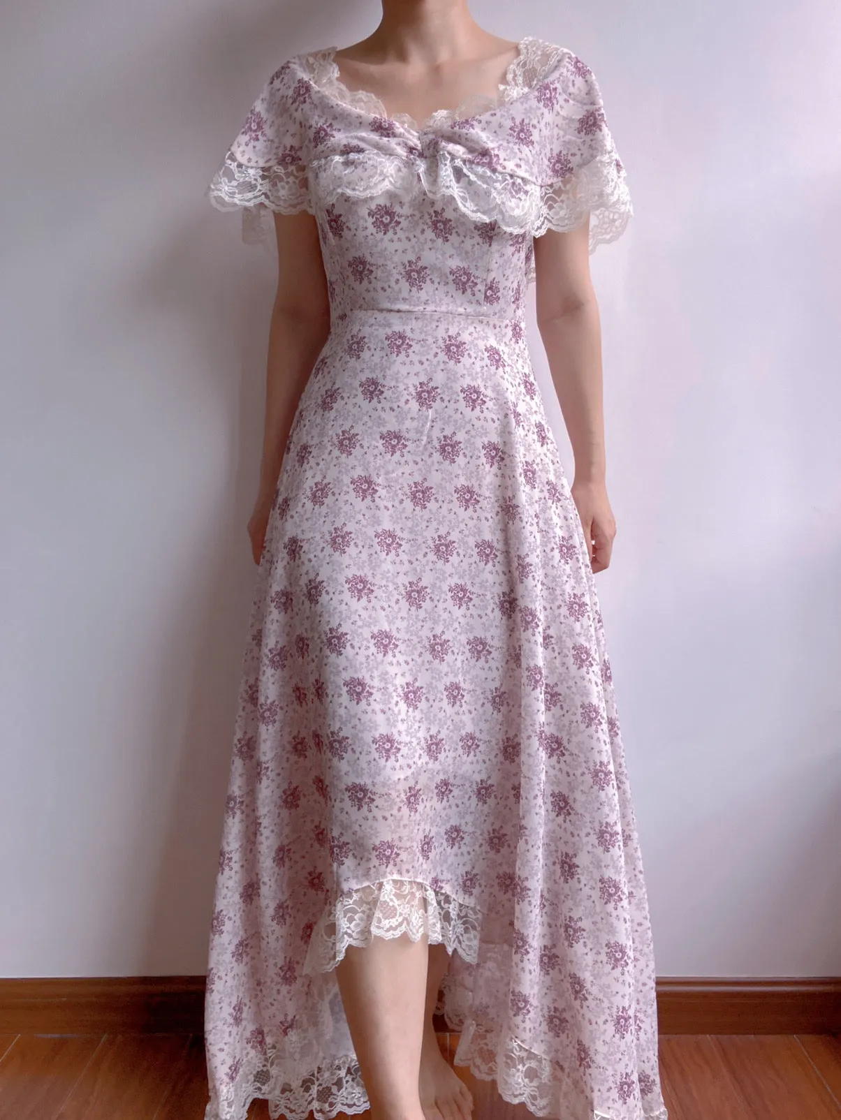 Lavender Field Floral Off-Shoulder Dress