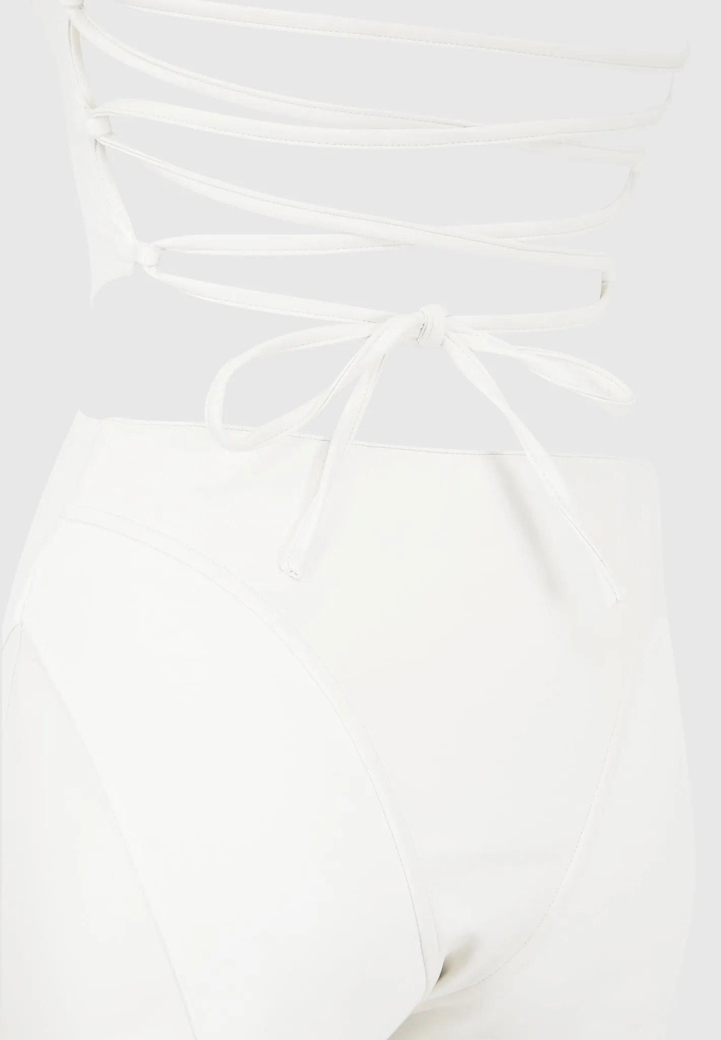 Leather Corset Lace Up Jumpsuit - Off White