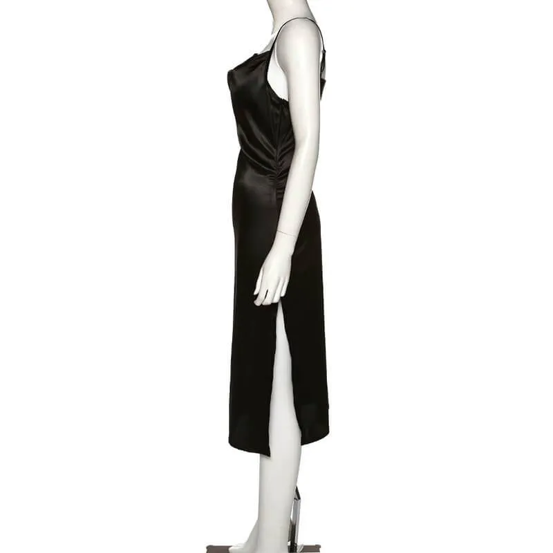 Low Cut Slip Slits Midi Dress
