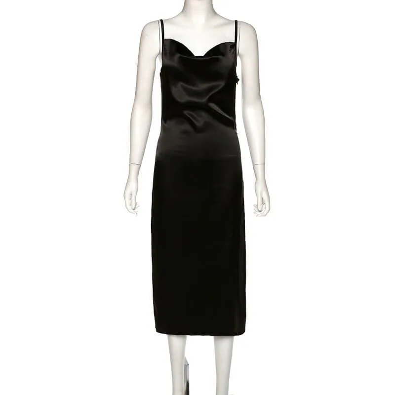 Low Cut Slip Slits Midi Dress
