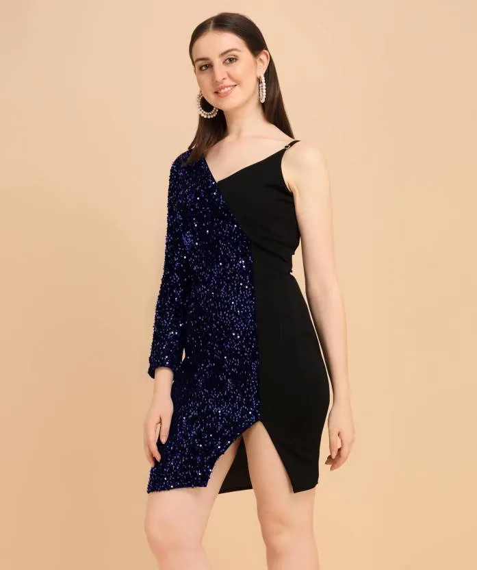 Luxurious Velvet Embellished V-Neck Mini Dress