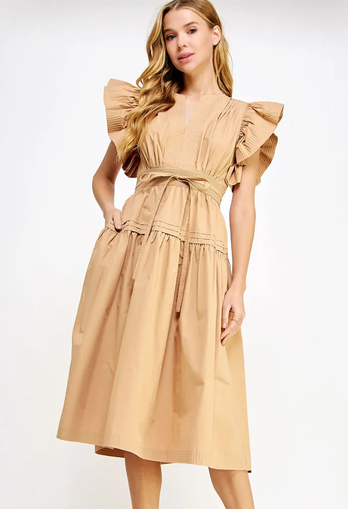 Marissa Midi Dress-Tan
