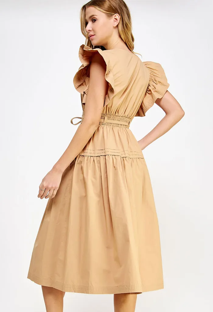 Marissa Midi Dress-Tan