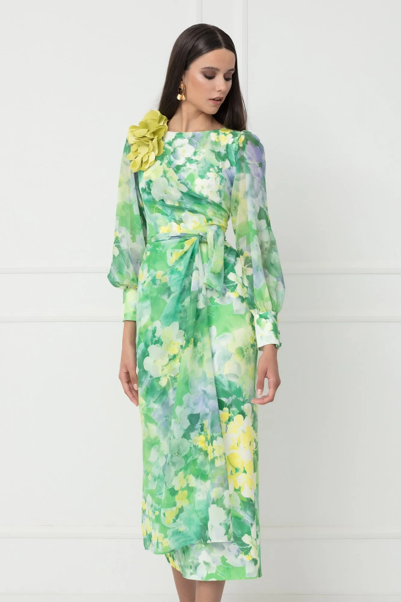 Matilde Cano Green Print Dress 3163