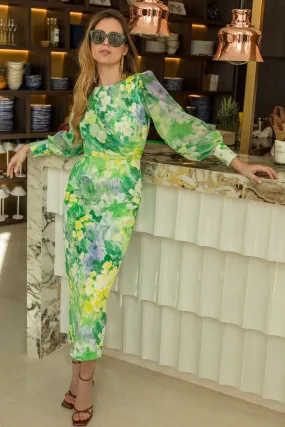 Matilde Cano Green Print Dress 3163