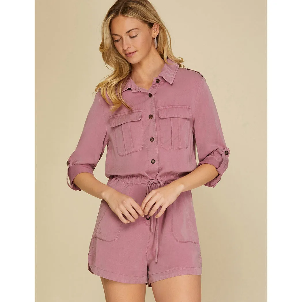Mauve Woven Romper