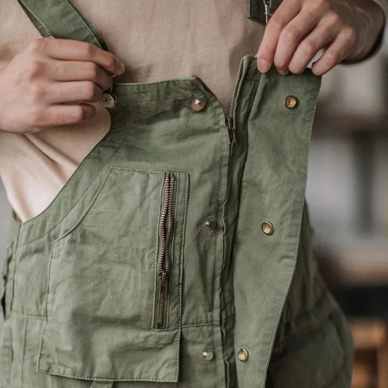 Men's Vintage Loose Outdoor Multi-Pocket Cargo Overalls 84694709Y
