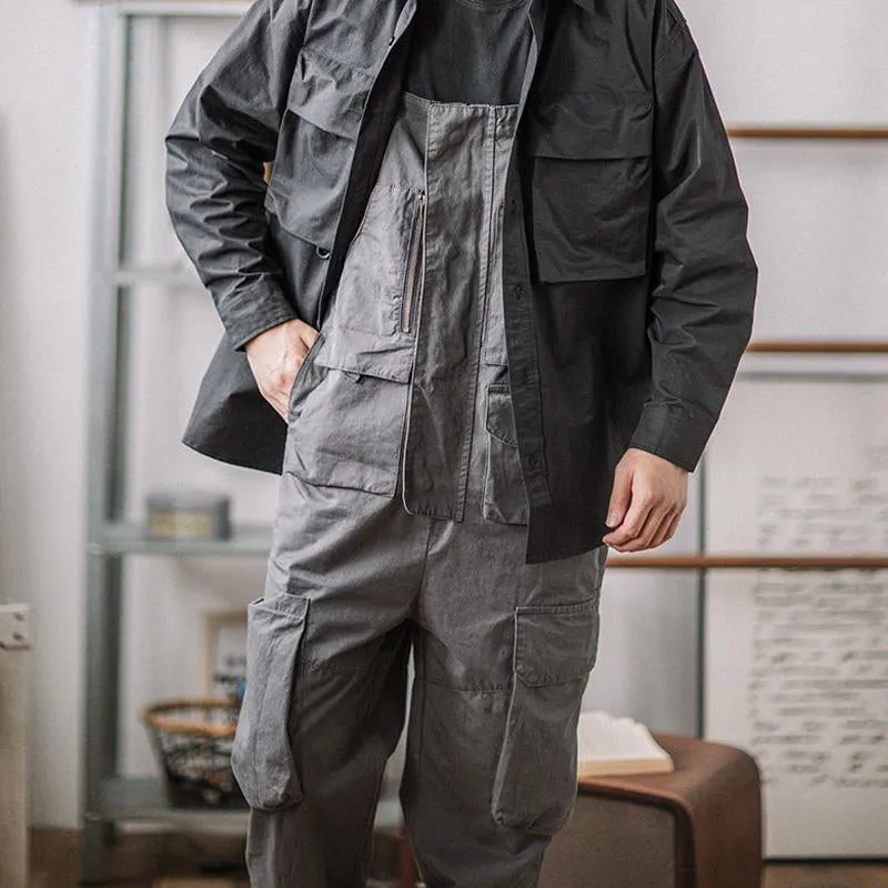 Men's Vintage Loose Outdoor Multi-Pocket Cargo Overalls 84694709Y