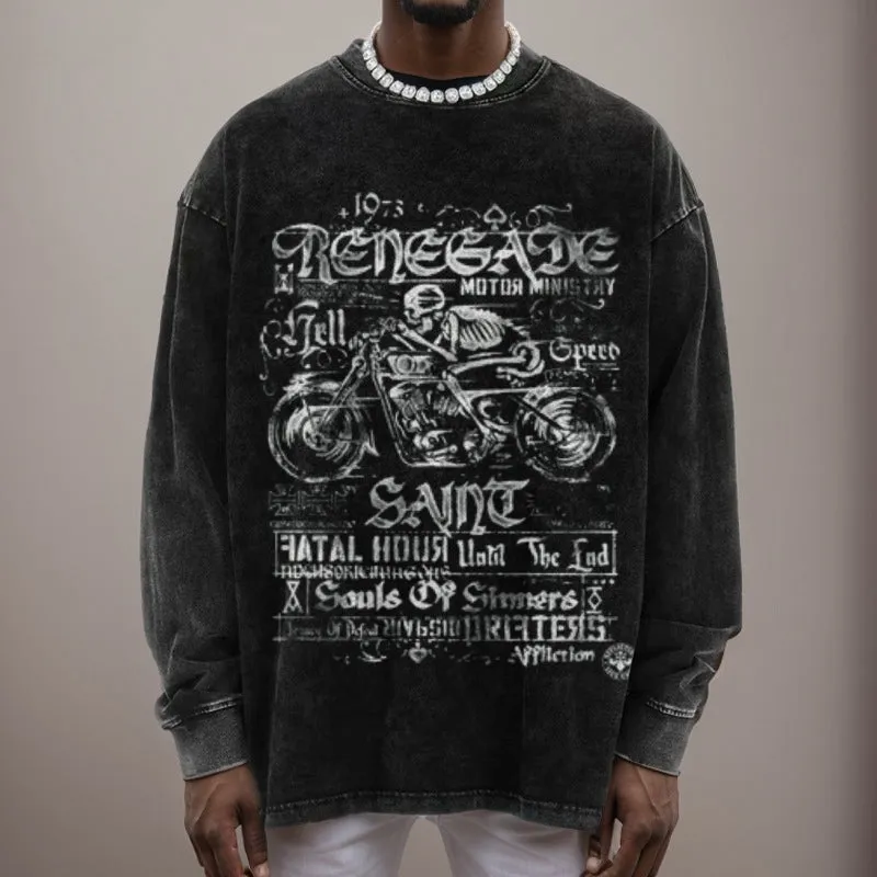Mens Vintage Motorcycle Graphic Sweatshirt