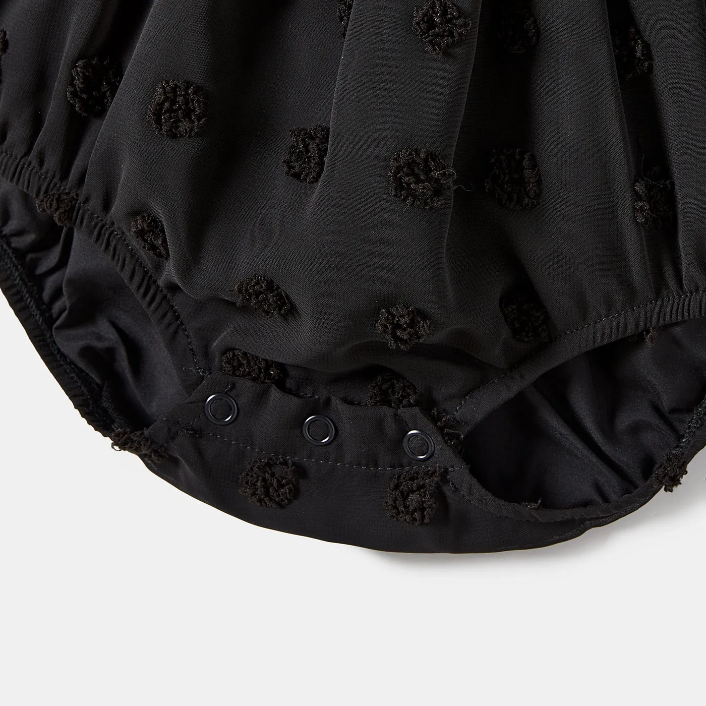 Mommy and Me Black Swiss Dot Long-sleeve Dresses