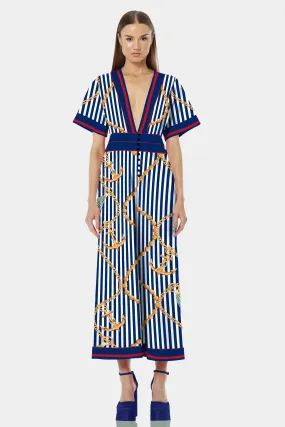 Nautical Stripes Wide Leg Jumpsuit With Pockets