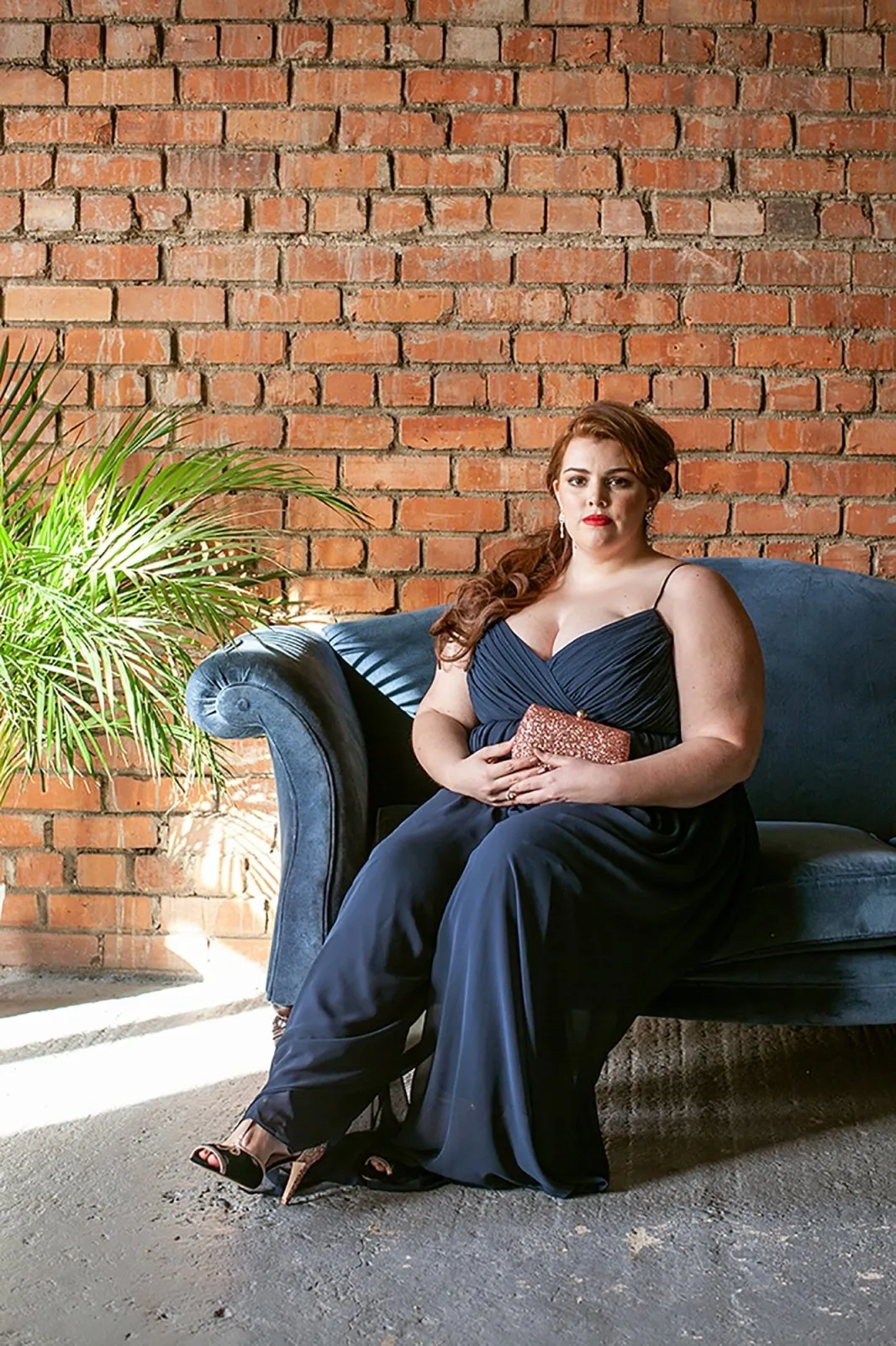 Navy Plus Size Wide Leg Chiffon Jumpsuit