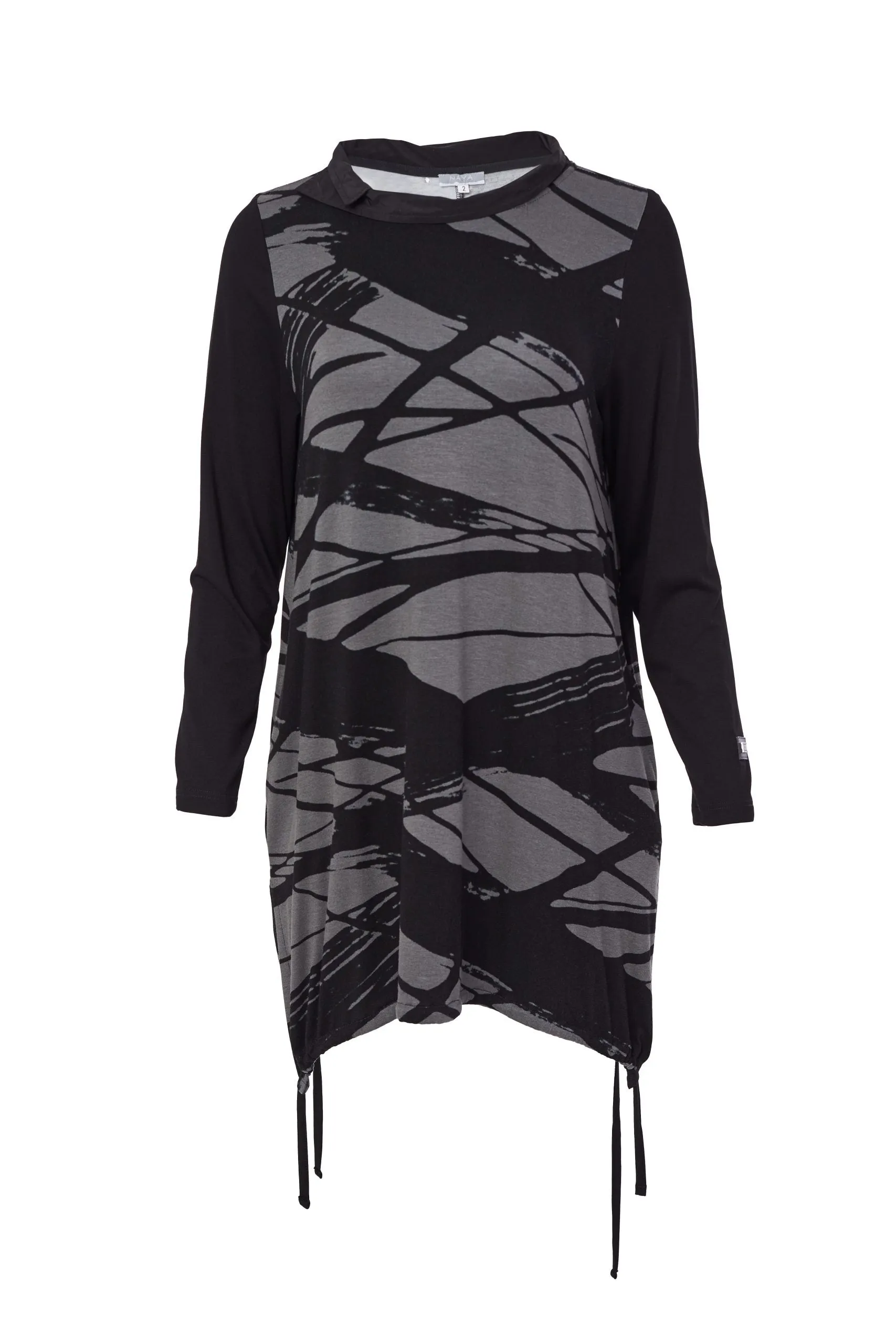 Naya Tunic in grey and black print