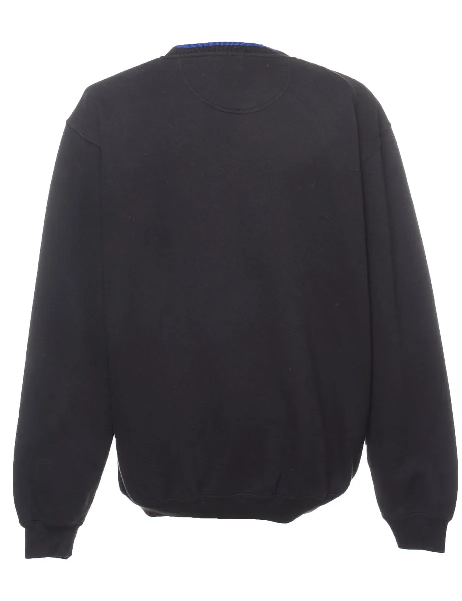 New London Academy Printed Black & Blue Sweatshirt - M
