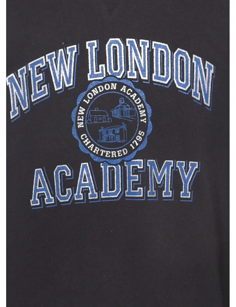 New London Academy Printed Black & Blue Sweatshirt - M