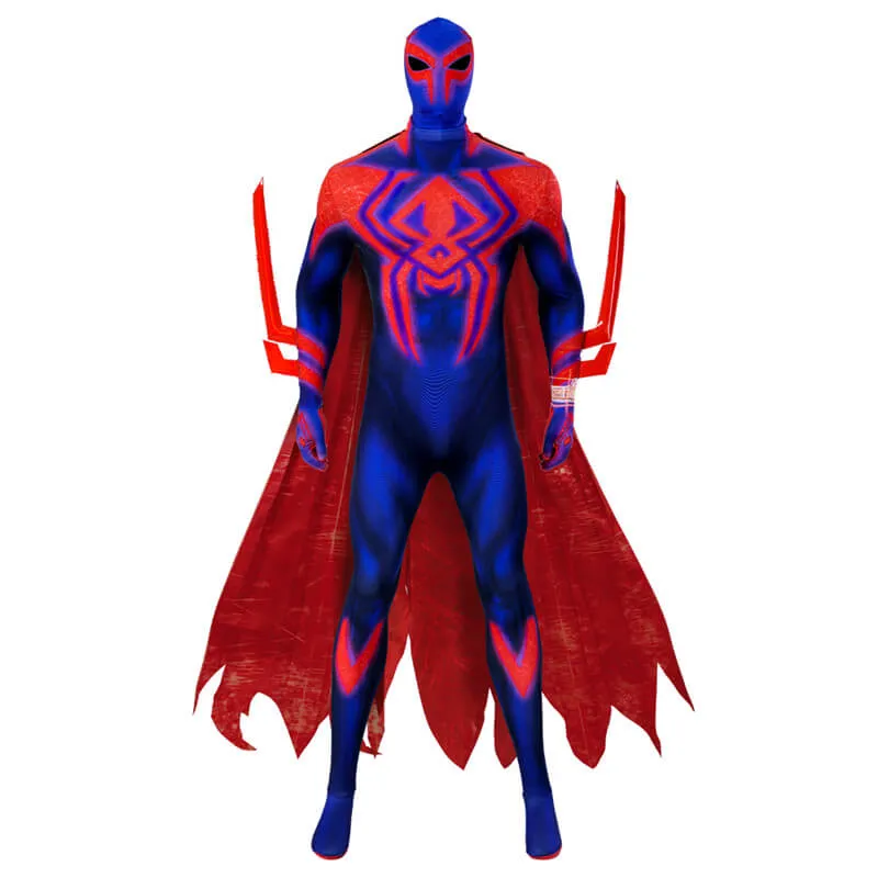 New Miguel O Hara Costume With Cloak Spiderman 2099 Suit Halloween Cosplay Bodysuit