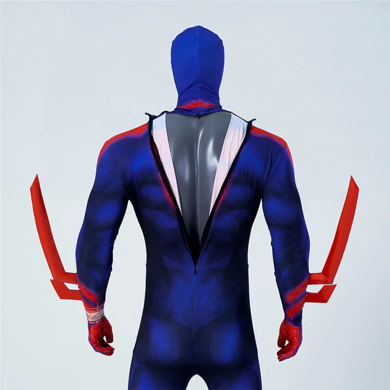 New Miguel O Hara Costume With Cloak Spiderman 2099 Suit Halloween Cosplay Bodysuit