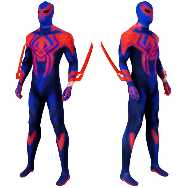 New Miguel O Hara Costume With Cloak Spiderman 2099 Suit Halloween Cosplay Bodysuit