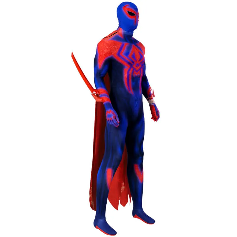 New Miguel O Hara Costume With Cloak Spiderman 2099 Suit Halloween Cosplay Bodysuit