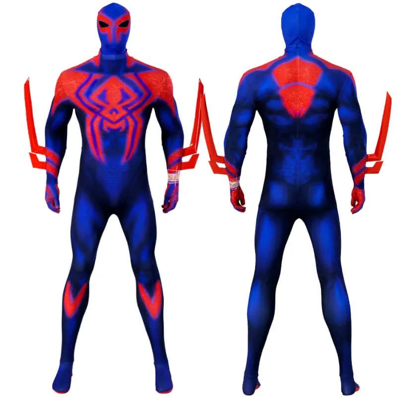 New Miguel O Hara Costume With Cloak Spiderman 2099 Suit Halloween Cosplay Bodysuit