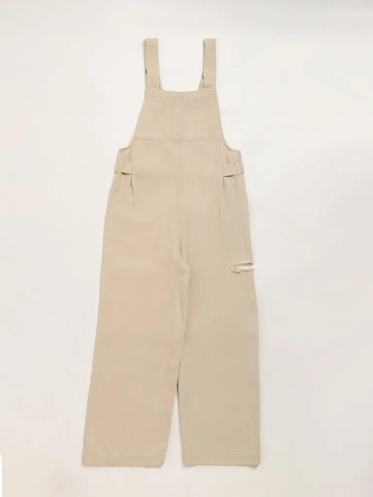Nuon Beige Denim Jumpsuit