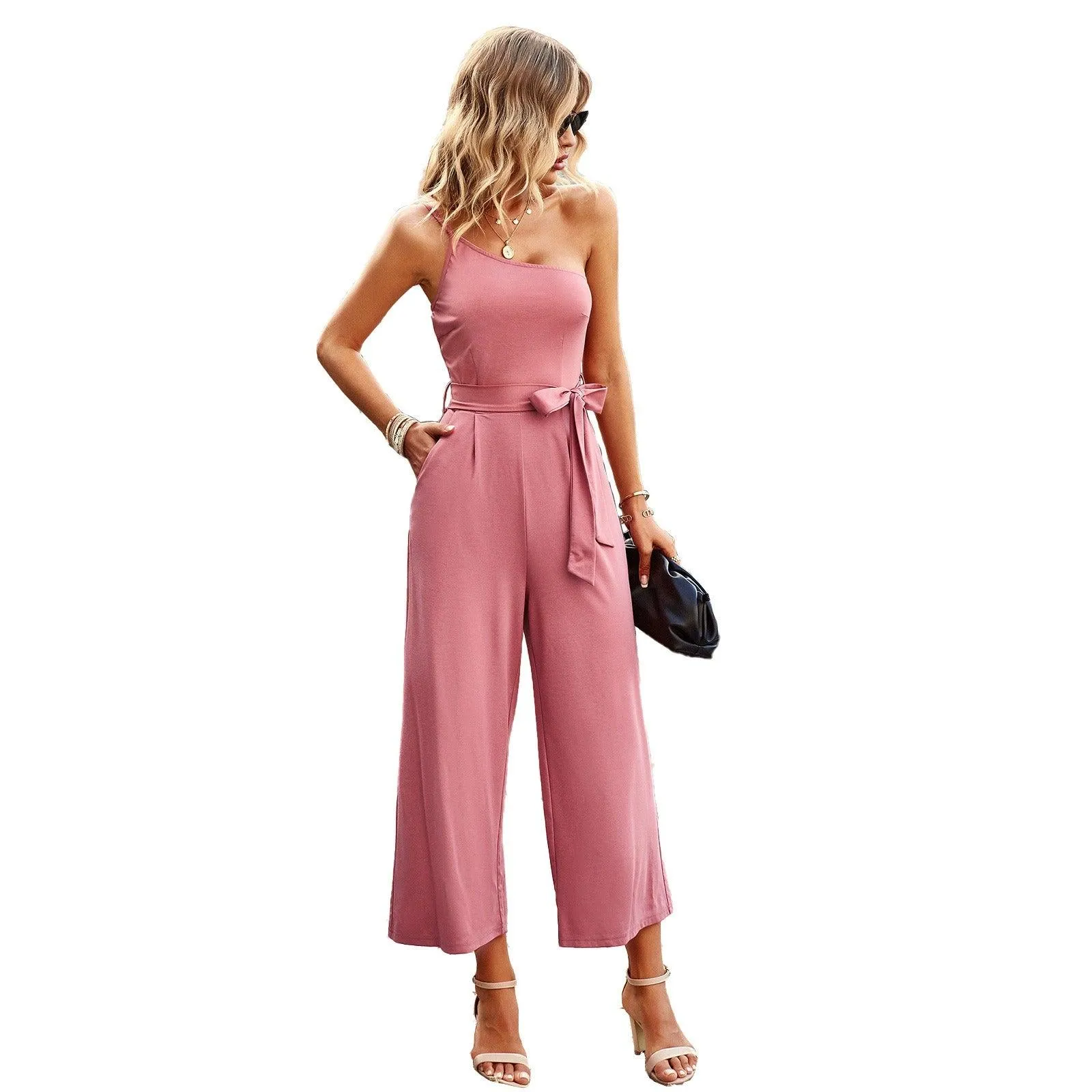 Off-shoulder Straight Leg Jumpsuit