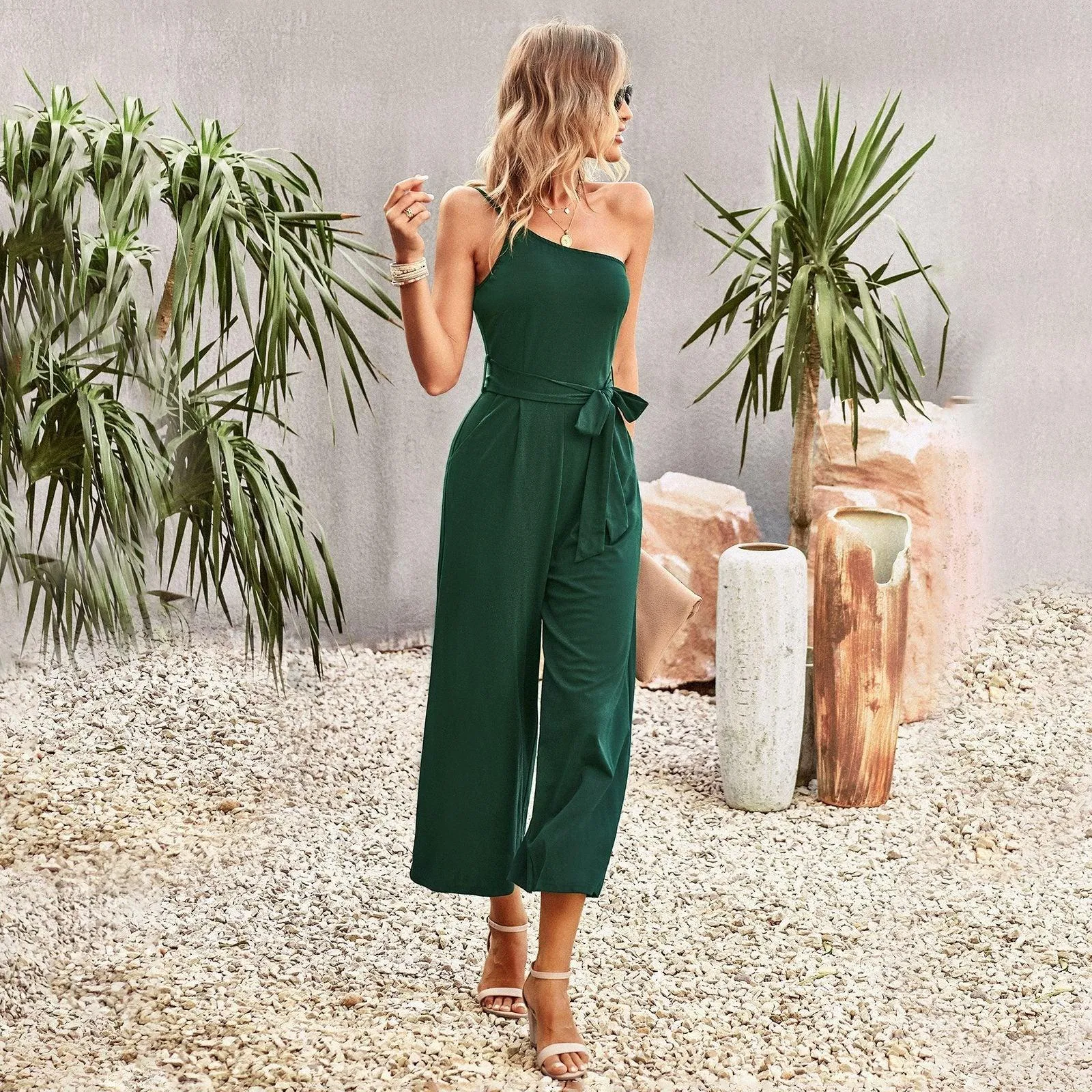 Off-shoulder Straight Leg Jumpsuit