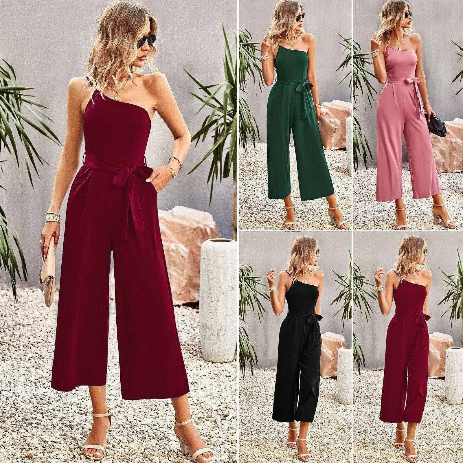 Off-shoulder Straight Leg Jumpsuit