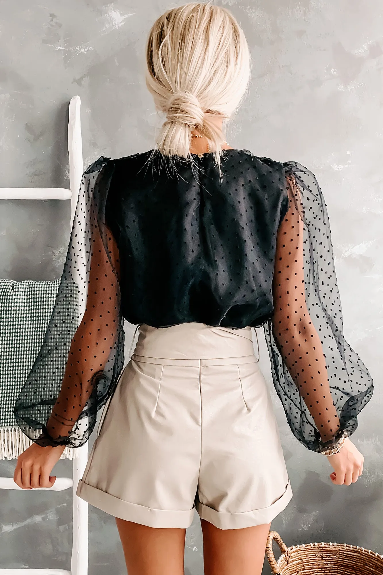 On The Dotted Line Swiss Dot Bodysuit (Black)